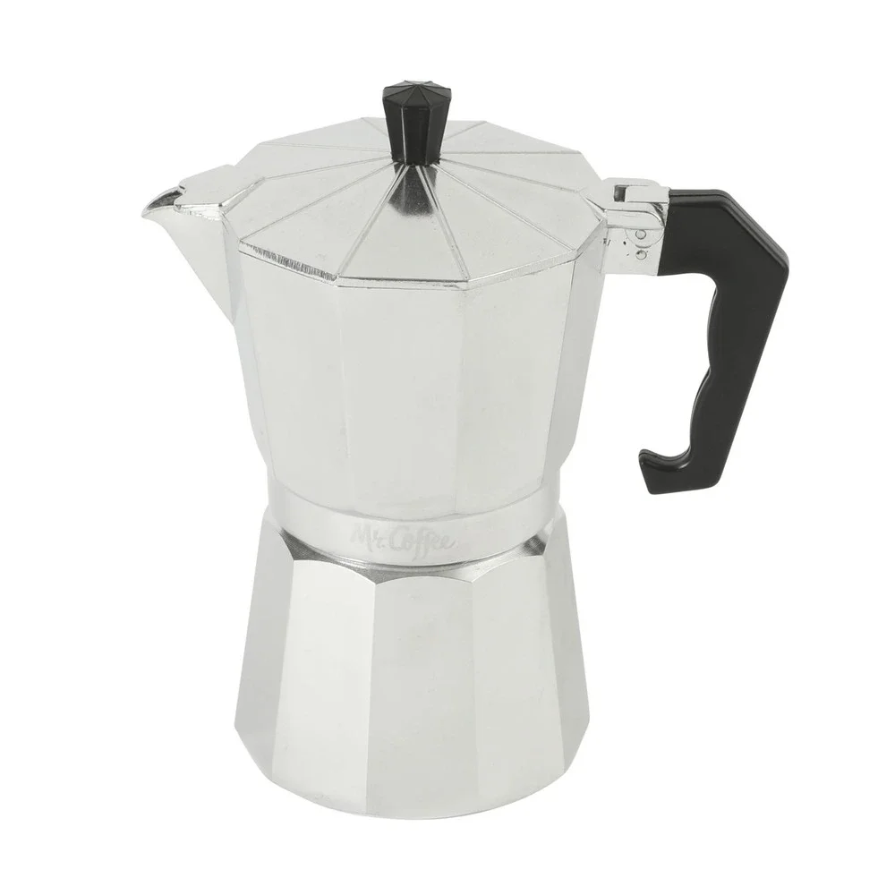 Mr. Coffee Espresso Maker Unisex 6 Cup Silver New Brixia Moka Pot 67858.03